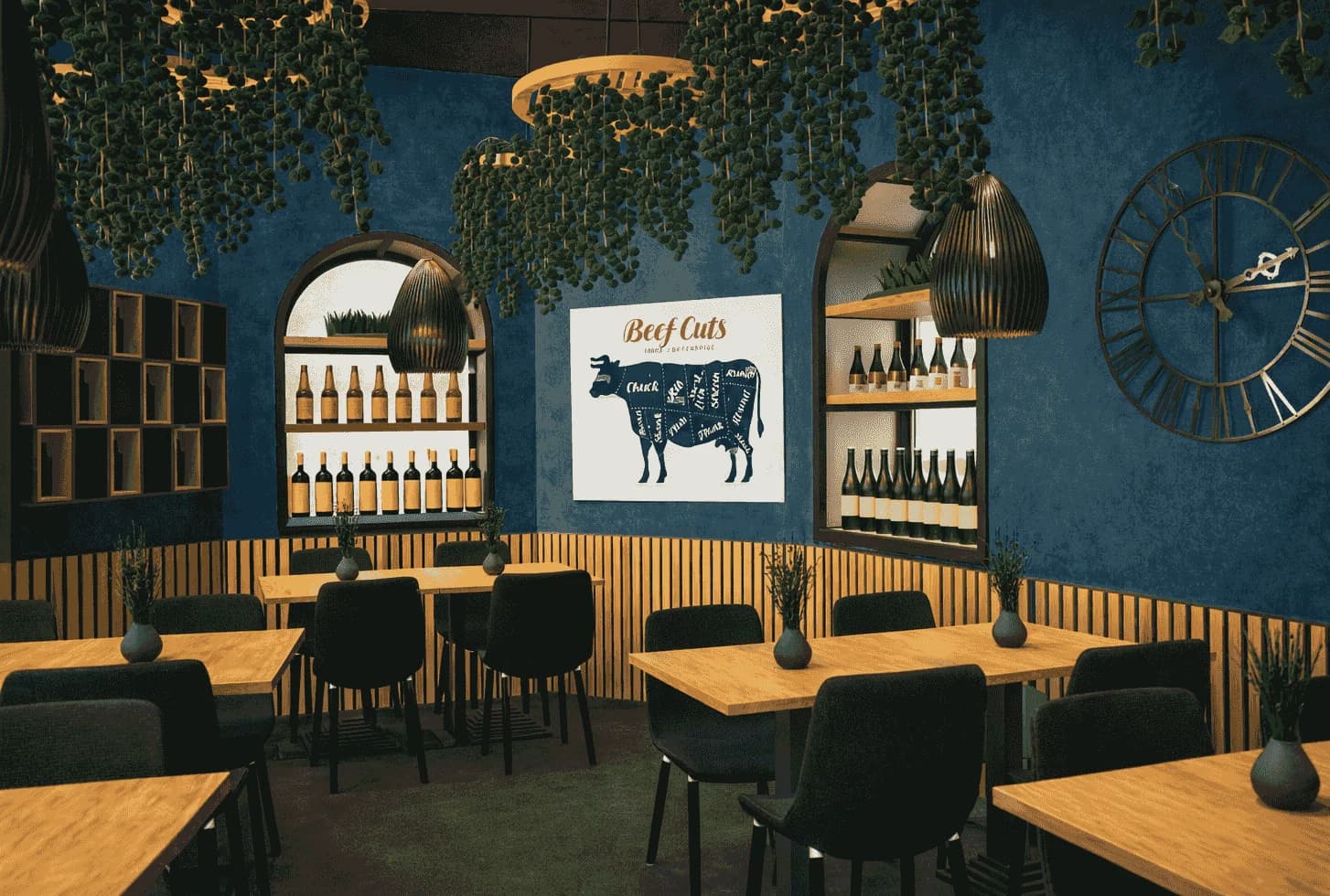 La sala ristorante con il poster Beef Cuts di VinCarne by Dixie